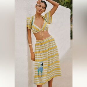 Anthropologie Celandine Copacabana Skirt Set Rio Stripe Size M NWT Resort Spring